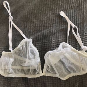 Miss Crofton Sheer Silver Glitter Bra sz Small